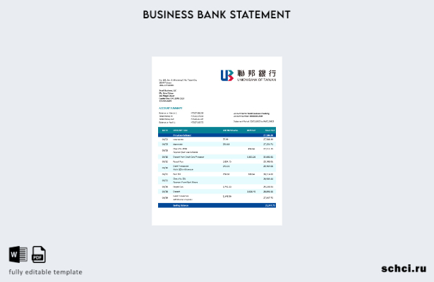 цифровая загрузка выписки со счета компании Union Bank of Taiwan в формате Word 